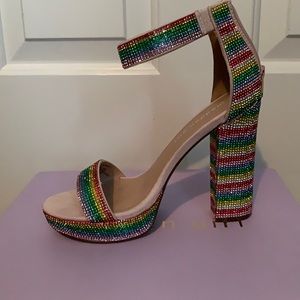 Madden Girl rainbow crystal heels